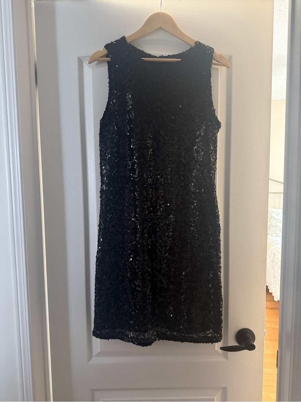 Tahari Black Sequin Sleeveless Shift Midi Dress Special Occasion Cocktail - Picture 3 of 8